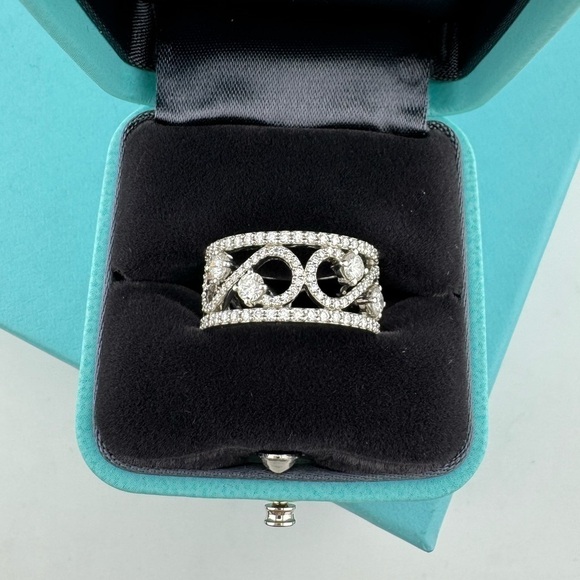RARE Tiffany & Co. Diamond Enchant Scroll Ring in Platinum Retired 1.3 TCW - Picture 9 of 9